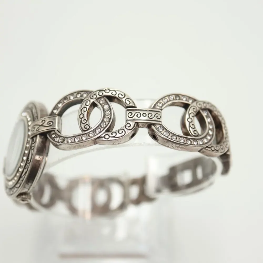 Brighton Stardust Silver Tone 31mm Watch Crystal Metal Bracelet w New Battery